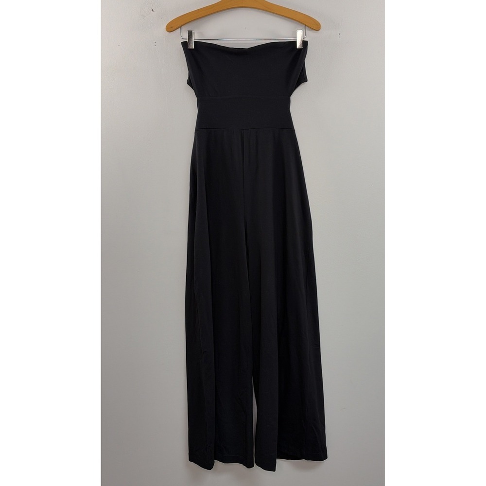 Susana Monaco Women M Black Essential Tube Backless Jumpsuit Wide Legg Classic